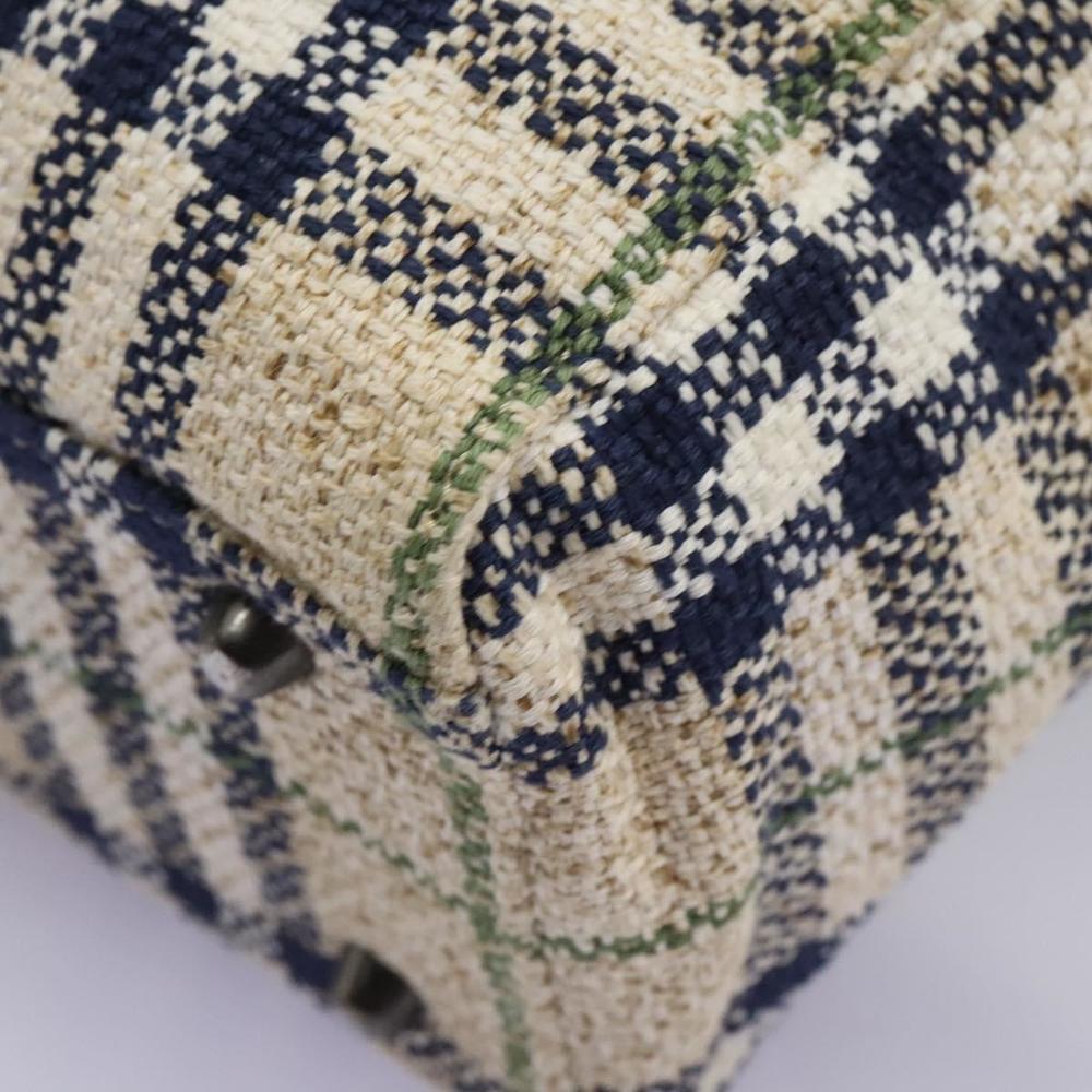 BURBERRY Nova Check Blue Label Hand Bag Canvas Beige Navy Auth BD035 - Picture 14 of 16